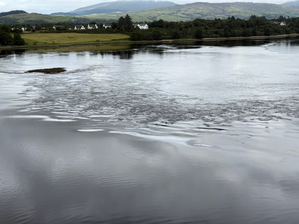 Tidal currents beneath Connel Bridge on Loch Etive.