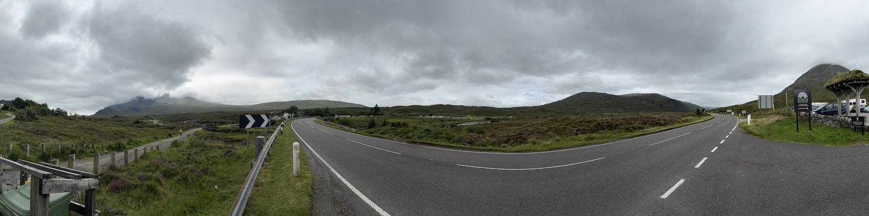 Panoramic view of Sligachan and the Cuillin mountains on the Isle of Skye.